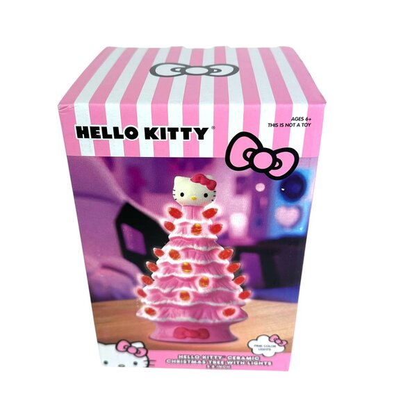 Hello Kitty Ceramic Pink Christmas Tree With Lights NEW with Light Cute - Picture 3 of 12